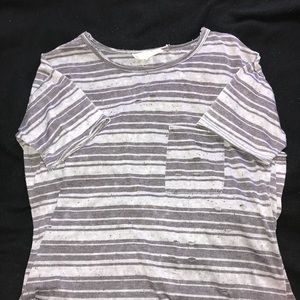 distressed purple and gray shirt with pocket